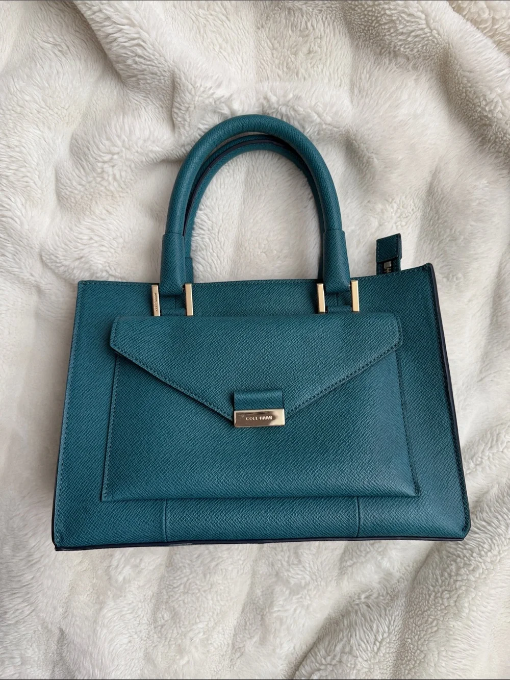 Teal Cole Haan Saffiano Leather Bag